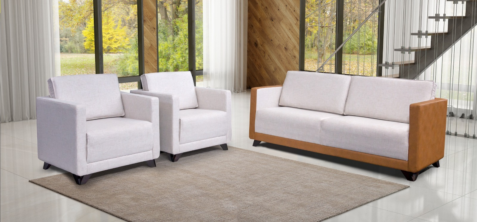 Projeto de cliente — conjunto com sofá e duas poltronas — ref. 1120