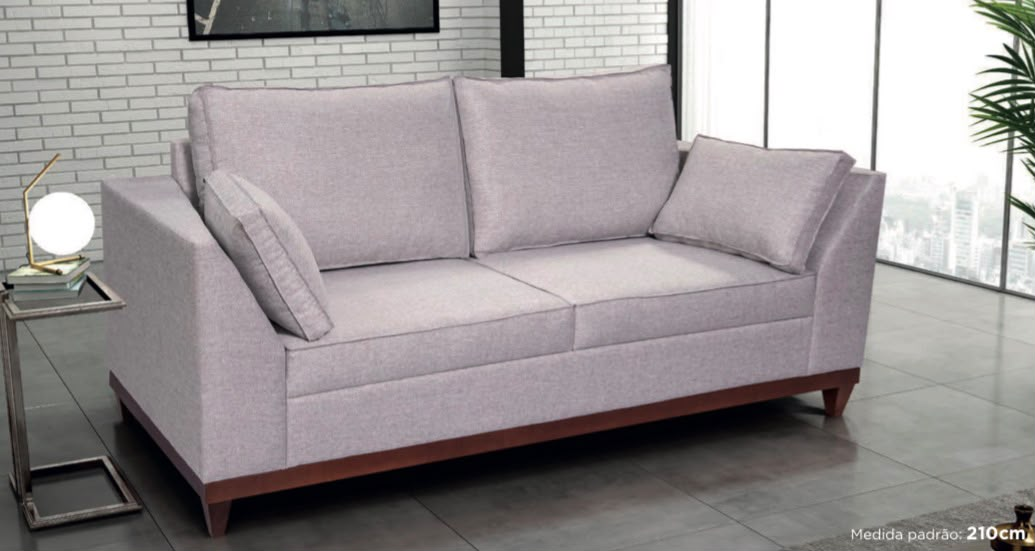 Sofá 3 lugares com base de madeira — medida padrão 210 cm  ref.1078